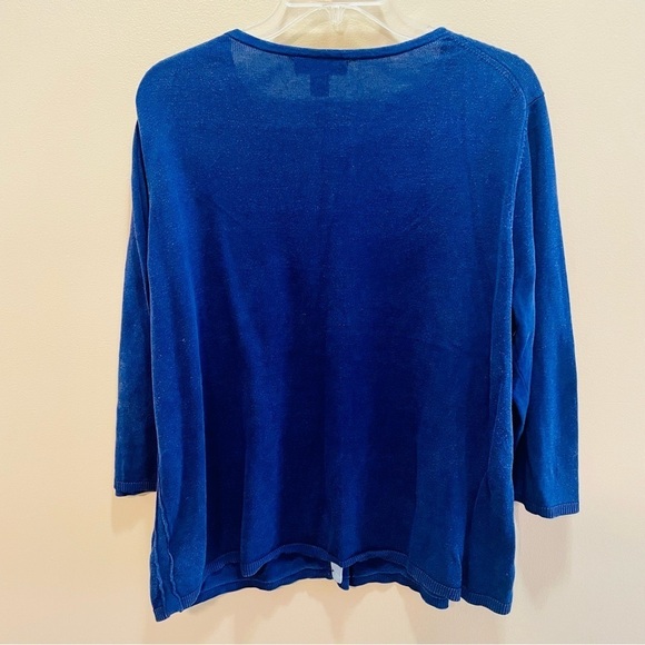 Coldwater Creek Navy Blue Silk Blend 3/4 Sleeve Cardigan 1X - Picture 5 of 7
